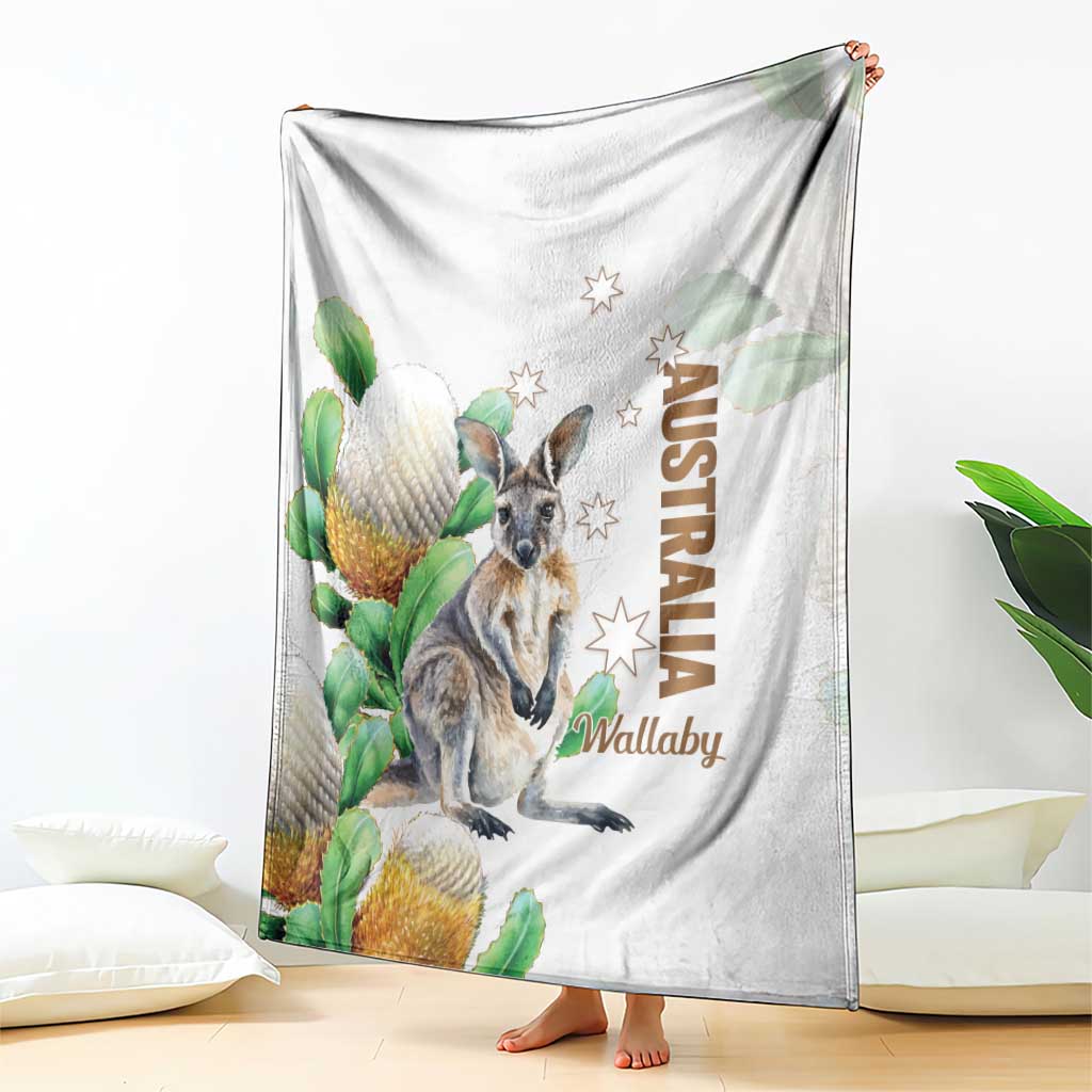 Australia Wallaby Blanket Yellow Banksia Watercolor Style - Aussie Hoodie