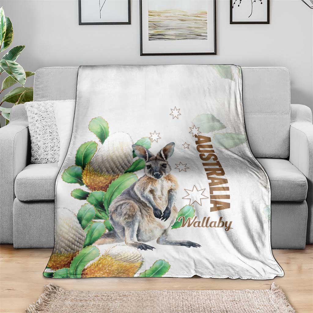 Australia Wallaby Blanket Yellow Banksia Watercolor Style - Aussie Hoodie
