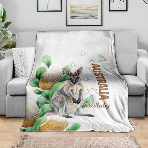 Australia Wallaby Blanket Yellow Banksia Watercolor Style - Aussie Hoodie