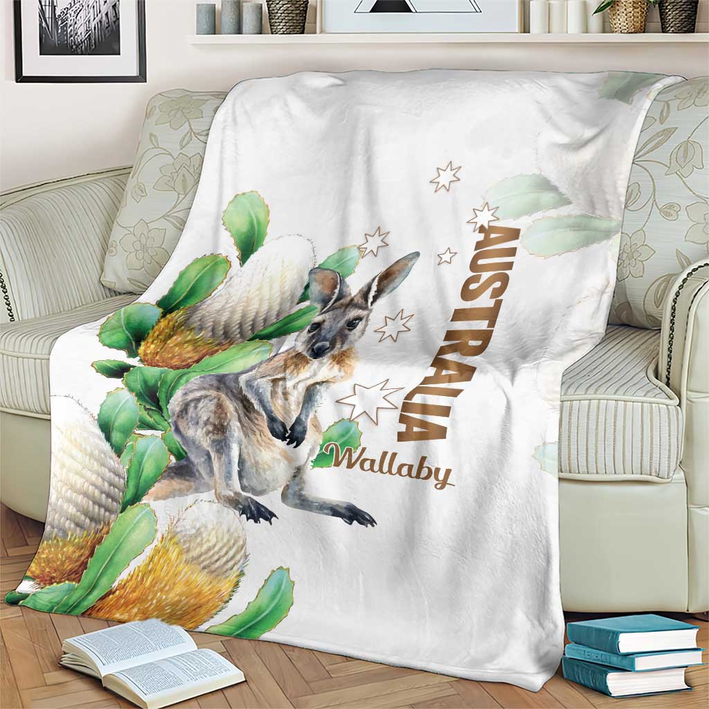Australia Wallaby Blanket Yellow Banksia Watercolor Style - Aussie Hoodie