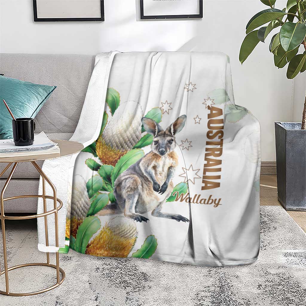 Australia Wallaby Blanket Yellow Banksia Watercolor Style - Aussie Hoodie