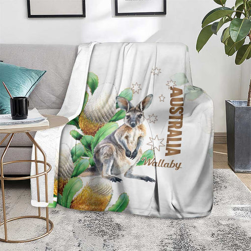 Australia Wallaby Blanket Yellow Banksia Watercolor Style - Aussie Hoodie