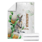 Australia Wallaby Blanket Yellow Banksia Watercolor Style - Aussie Hoodie