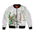 Australia Wallaby Bomber Jacket Yellow Banksia Watercolor Style - Aussie Hoodie