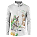 Australia Wallaby Button Sweatshirt Yellow Banksia Watercolor Style - Aussie Hoodie