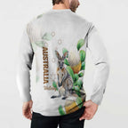 Australia Wallaby Button Sweatshirt Yellow Banksia Watercolor Style - Aussie Hoodie