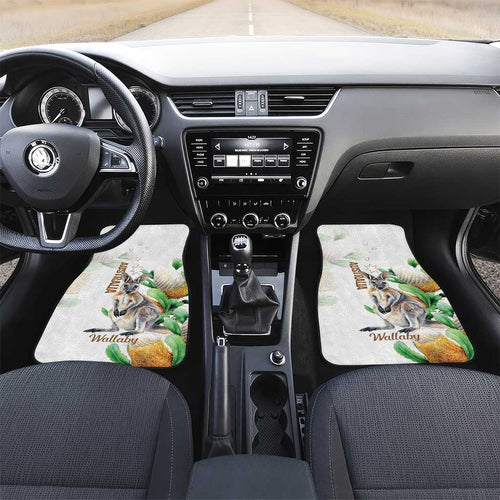 Australia Wallaby Car Mats Yellow Banksia Watercolor Style - Aussie Hoodie
