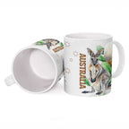Australia Wallaby Ceramic Mug Yellow Banksia Watercolor Style - Aussie Hoodie
