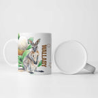 Australia Wallaby Ceramic Mug Yellow Banksia Watercolor Style - Aussie Hoodie
