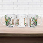 Australia Wallaby Ceramic Mug Yellow Banksia Watercolor Style - Aussie Hoodie