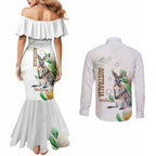 Australia Wallaby Couples Matching Mermaid Dress and Long Sleeve Button Shirt Yellow Banksia Watercolor Style - Aussie Hoodie