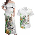 Australia Wallaby Couples Matching Off Shoulder Maxi Dress and Hawaiian Shirt Yellow Banksia Watercolor Style - Aussie Hoodie