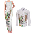 Australia Wallaby Couples Matching Tank Maxi Dress and Long Sleeve Button Shirt Yellow Banksia Watercolor Style - Aussie Hoodie