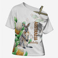 Australia Wallaby Cross Shoulder Shirt Yellow Banksia Watercolor Style - Aussie Hoodie