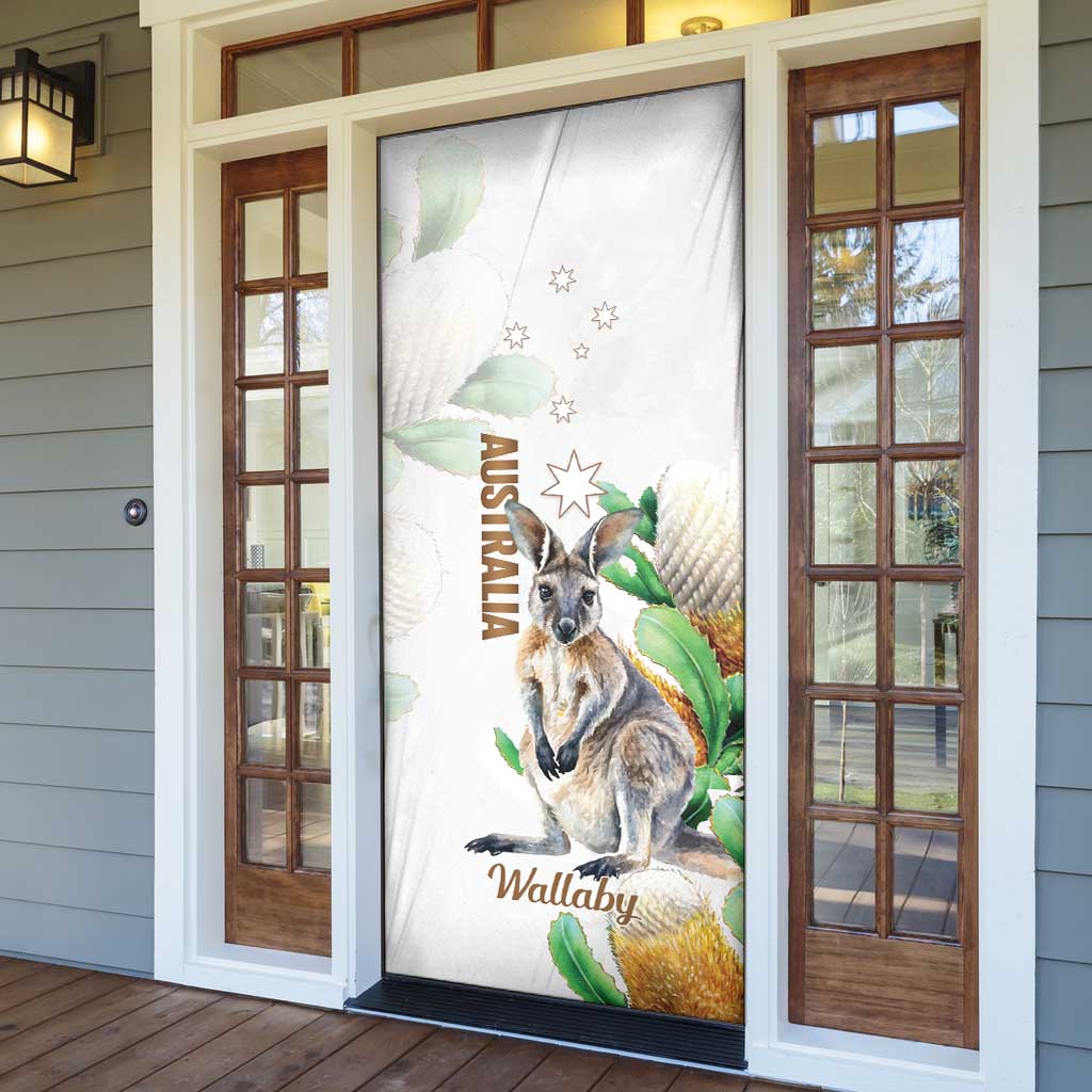 Australia Wallaby Door Cover Yellow Banksia Watercolor Style - Aussie Hoodie