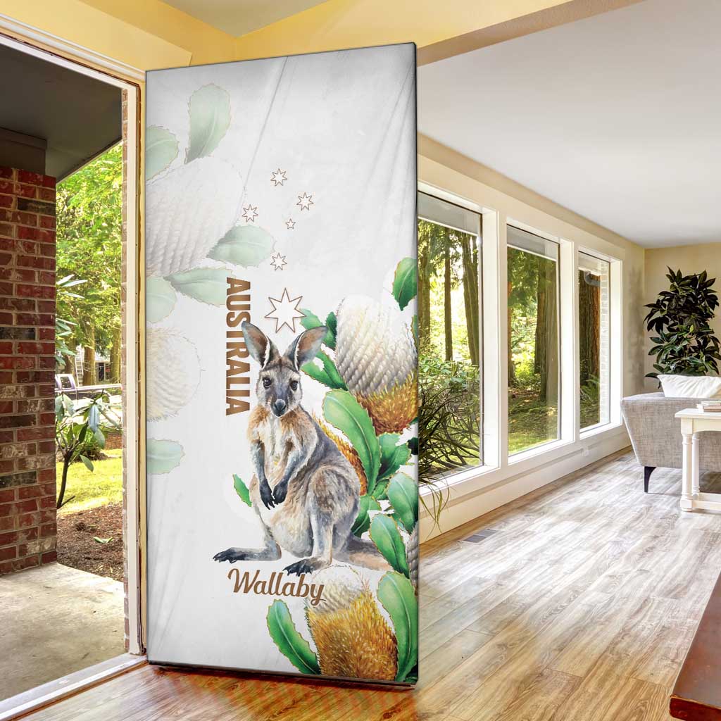 Australia Wallaby Door Cover Yellow Banksia Watercolor Style - Aussie Hoodie