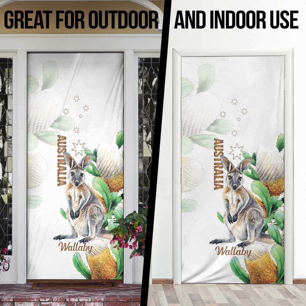 Australia Wallaby Door Cover Yellow Banksia Watercolor Style - Aussie Hoodie