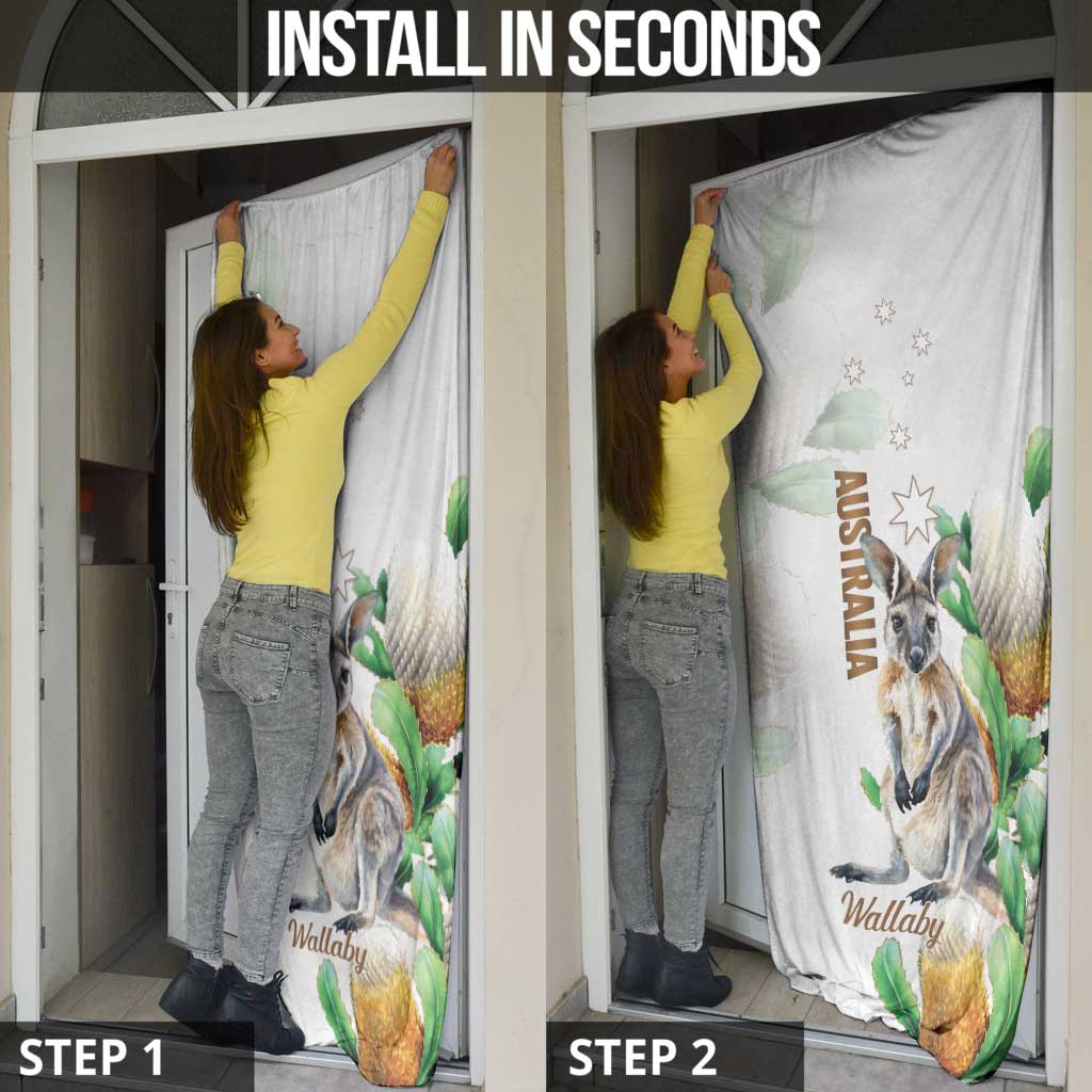 Australia Wallaby Door Cover Yellow Banksia Watercolor Style - Aussie Hoodie