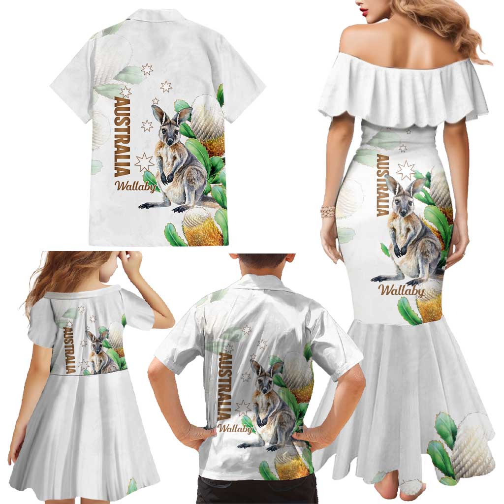 Australia Wallaby Family Matching Mermaid Dress and Hawaiian Shirt Yellow Banksia Watercolor Style - Aussie Hoodie