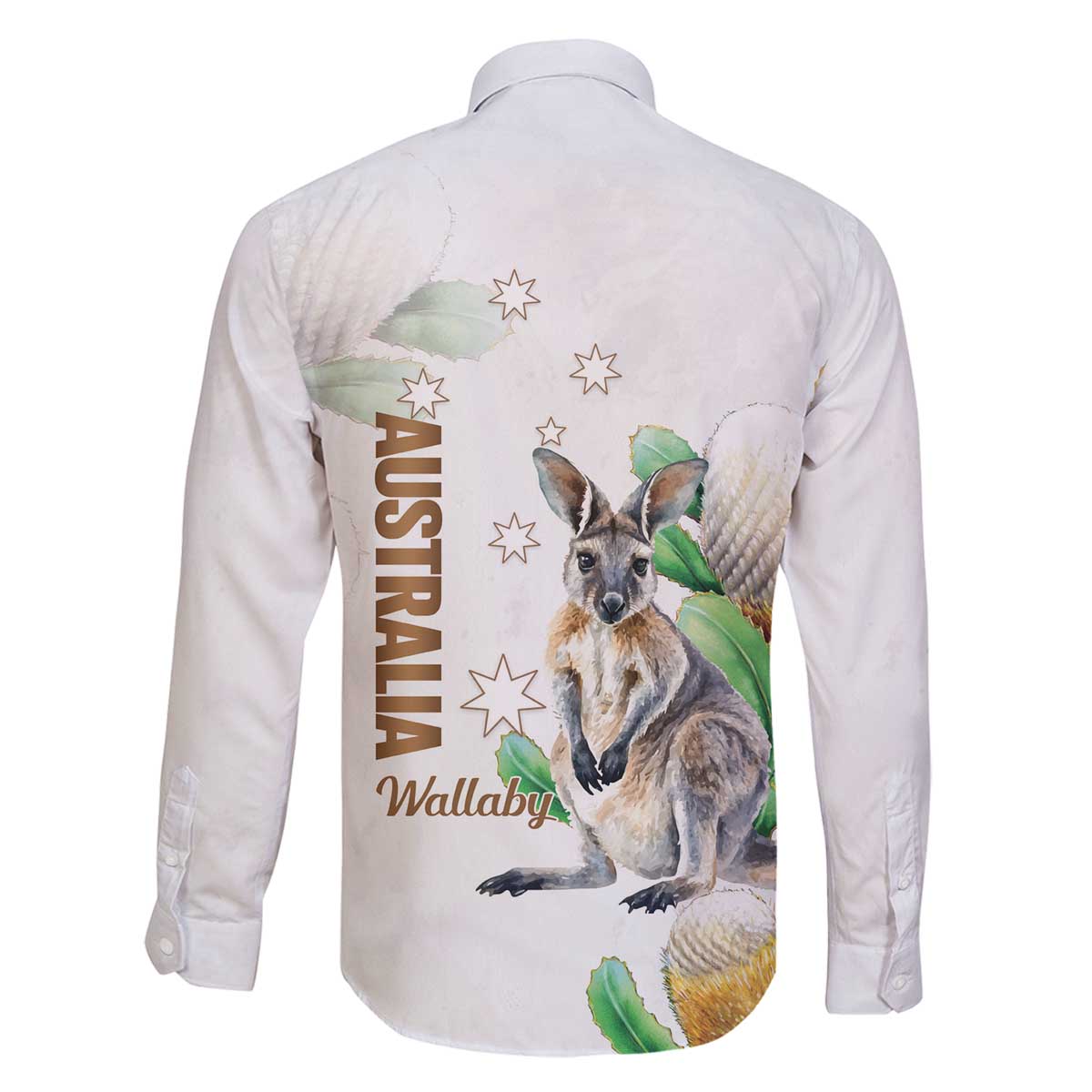 Australia Wallaby Family Matching Off The Shoulder Long Sleeve Dress and Hawaiian Shirt Yellow Banksia Watercolor Style - Aussie Hoodie