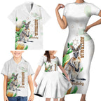 Australia Wallaby Family Matching Short Sleeve Bodycon Dress and Hawaiian Shirt Yellow Banksia Watercolor Style - Aussie Hoodie