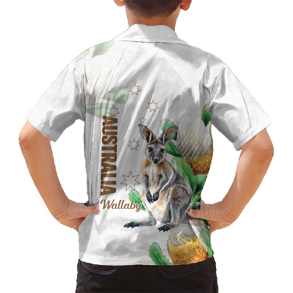 Australia Wallaby Family Matching Short Sleeve Bodycon Dress and Hawaiian Shirt Yellow Banksia Watercolor Style - Aussie Hoodie