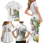 Australia Wallaby Family Matching Short Sleeve Bodycon Dress and Hawaiian Shirt Yellow Banksia Watercolor Style - Aussie Hoodie