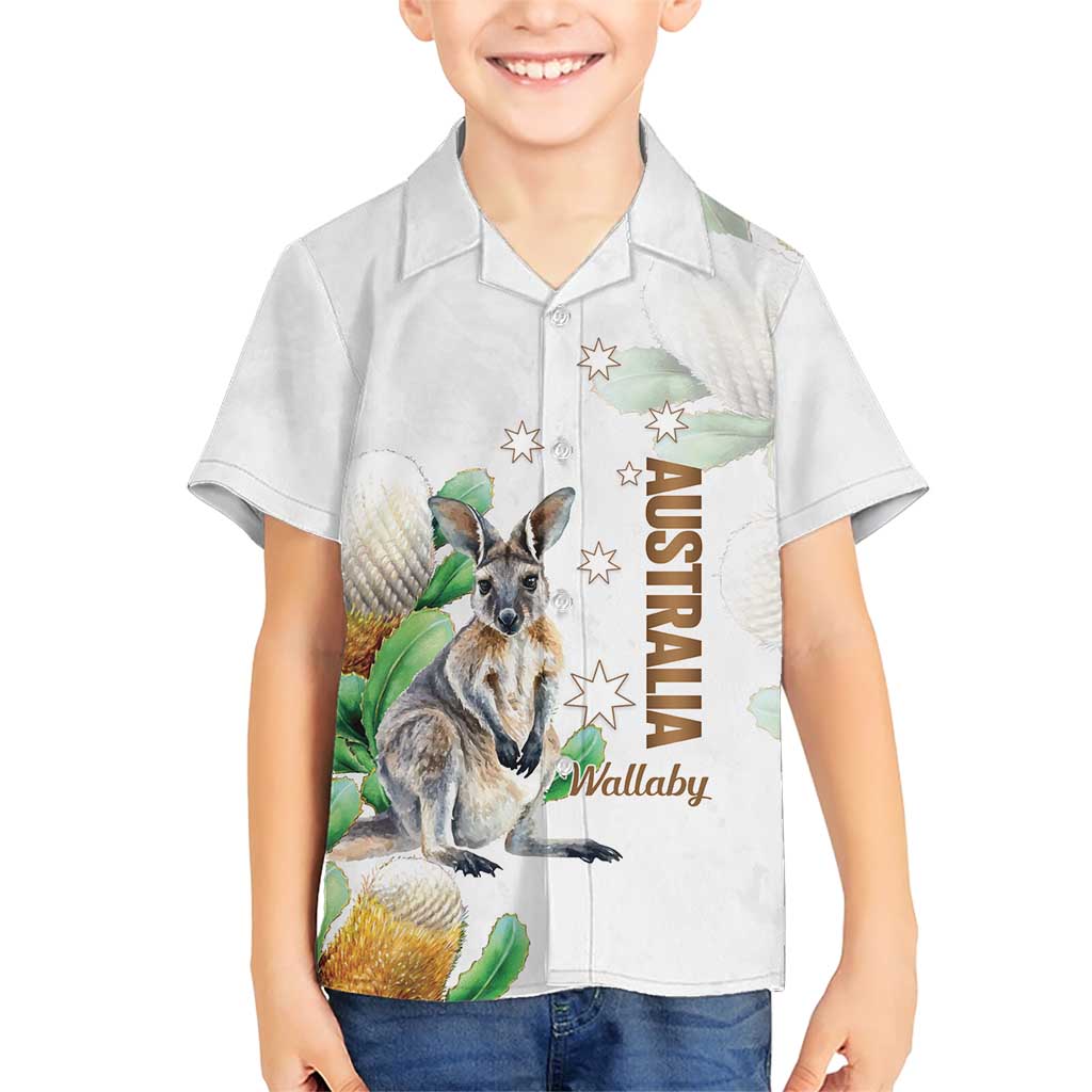 Australia Wallaby Family Matching Short Sleeve Bodycon Dress and Hawaiian Shirt Yellow Banksia Watercolor Style - Aussie Hoodie