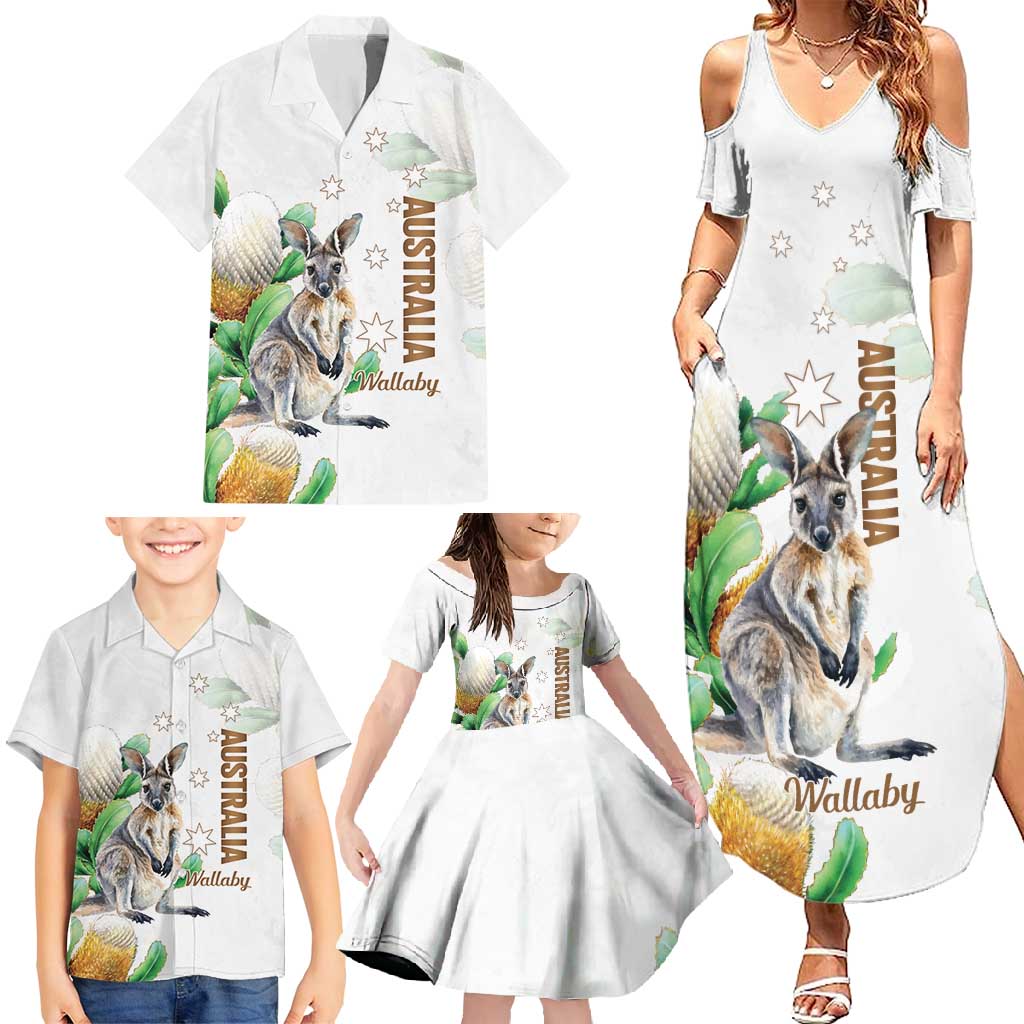 Australia Wallaby Family Matching Summer Maxi Dress and Hawaiian Shirt Yellow Banksia Watercolor Style - Aussie Hoodie