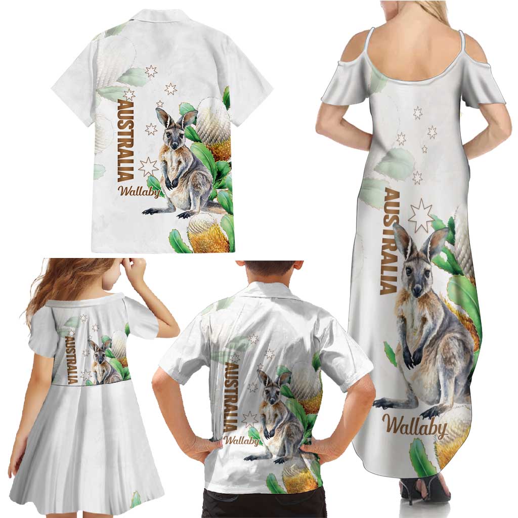 Australia Wallaby Family Matching Summer Maxi Dress and Hawaiian Shirt Yellow Banksia Watercolor Style - Aussie Hoodie