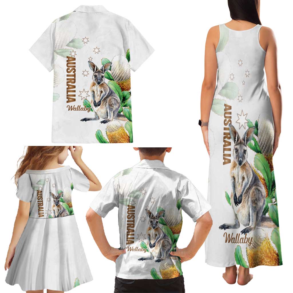 Australia Wallaby Family Matching Tank Maxi Dress and Hawaiian Shirt Yellow Banksia Watercolor Style - Aussie Hoodie