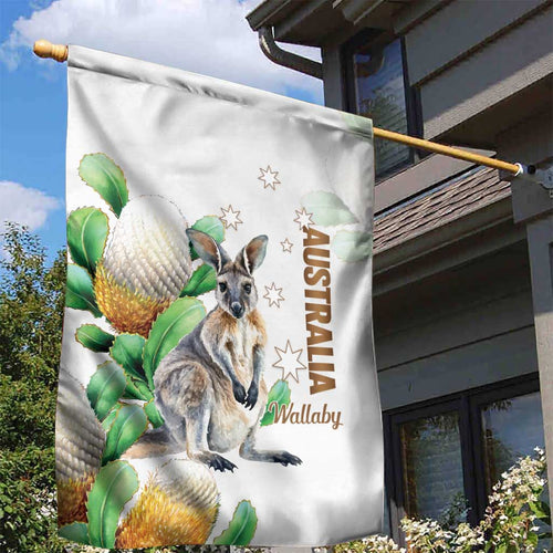 Australia Wallaby Garden Flag Yellow Banksia Watercolor Style - Aussie Hoodie