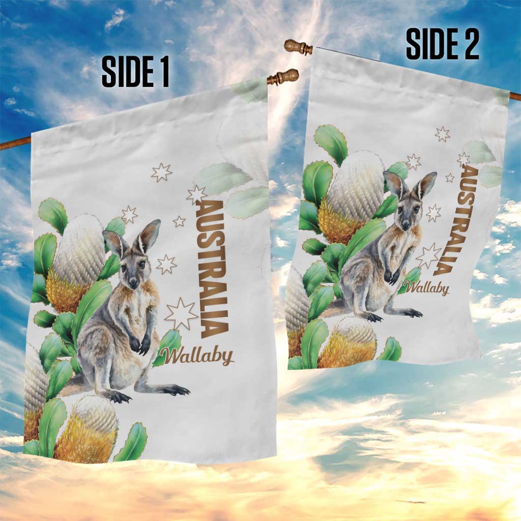 Australia Wallaby Garden Flag Yellow Banksia Watercolor Style - Aussie Hoodie