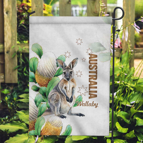Australia Wallaby Garden Flag Yellow Banksia Watercolor Style - Aussie Hoodie