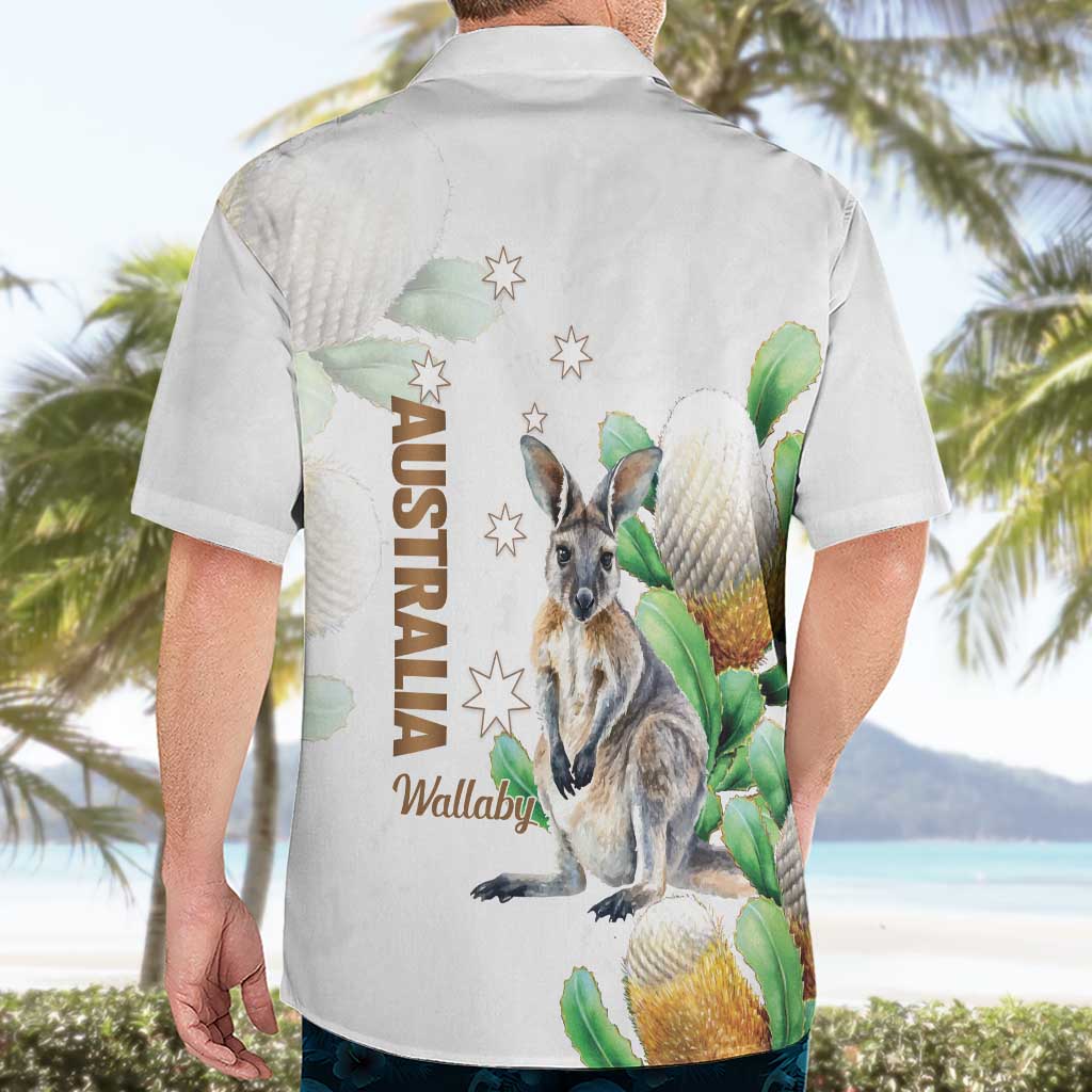 Australia Wallaby Hawaiian Shirt Yellow Banksia Watercolor Style - Aussie Hoodie