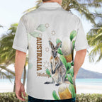 Australia Wallaby Hawaiian Shirt Yellow Banksia Watercolor Style - Aussie Hoodie