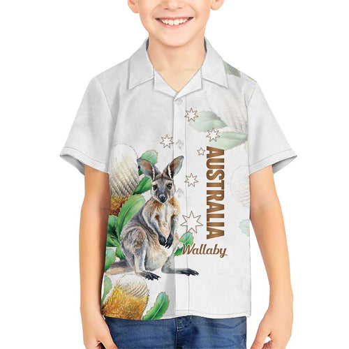 Australia Wallaby Hawaiian Shirt Yellow Banksia Watercolor Style - Aussie Hoodie