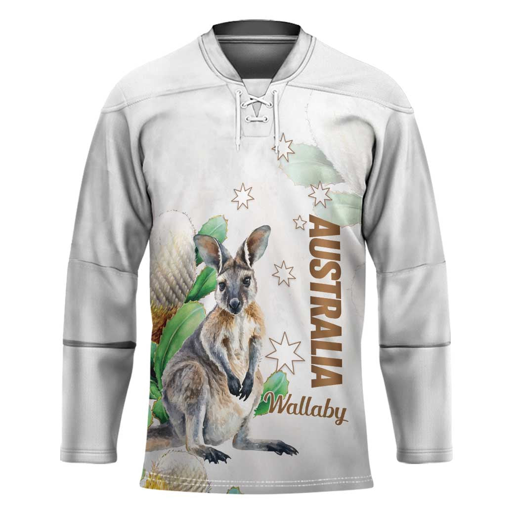 Australia Wallaby Hockey Jersey Yellow Banksia Watercolor Style - Aussie Hoodie