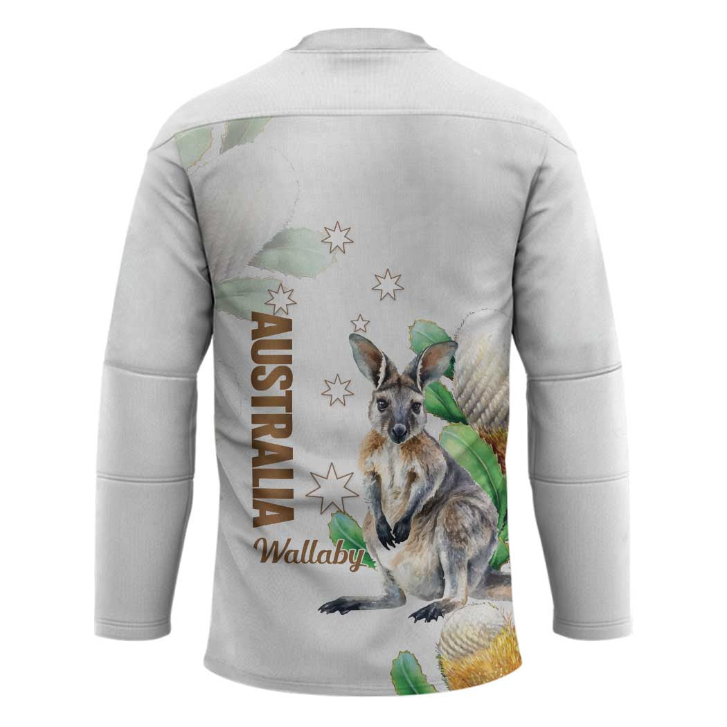 Australia Wallaby Hockey Jersey Yellow Banksia Watercolor Style - Aussie Hoodie
