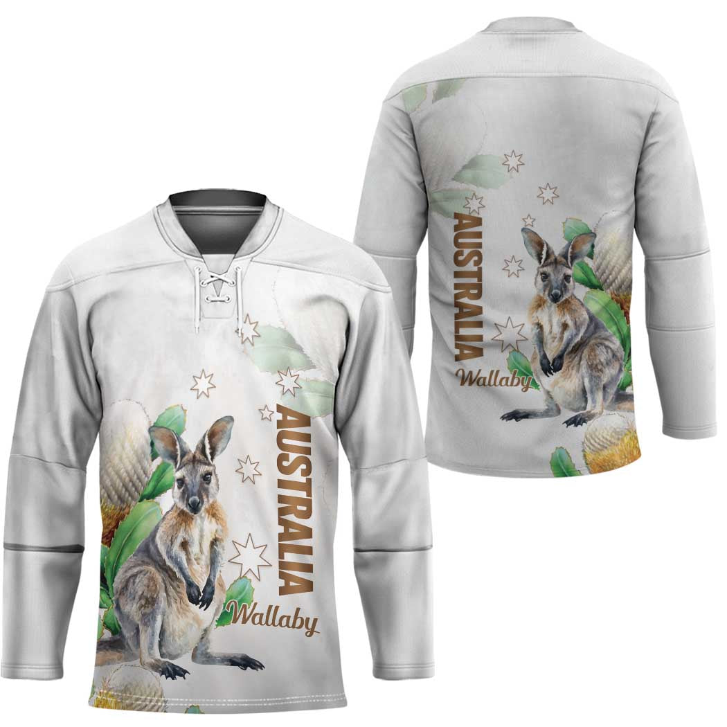 Australia Wallaby Hockey Jersey Yellow Banksia Watercolor Style - Aussie Hoodie