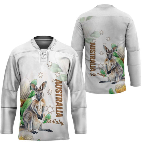 Australia Wallaby Hockey Jersey Yellow Banksia Watercolor Style - Aussie Hoodie