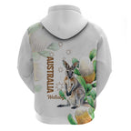 Australia Wallaby Hoodie Yellow Banksia Watercolor Style - Aussie Hoodie