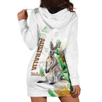 Australia Wallaby Hoodie Dress Yellow Banksia Watercolor Style - Aussie Hoodie