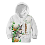 Australia Wallaby Kid Hoodie Yellow Banksia Watercolor Style - Aussie Hoodie