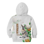 Australia Wallaby Kid Hoodie Yellow Banksia Watercolor Style - Aussie Hoodie