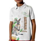 Australia Wallaby Kid Polo Shirt Yellow Banksia Watercolor Style - Aussie Hoodie