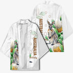 Australia Wallaby Kimono Yellow Banksia Watercolor Style - Aussie Hoodie