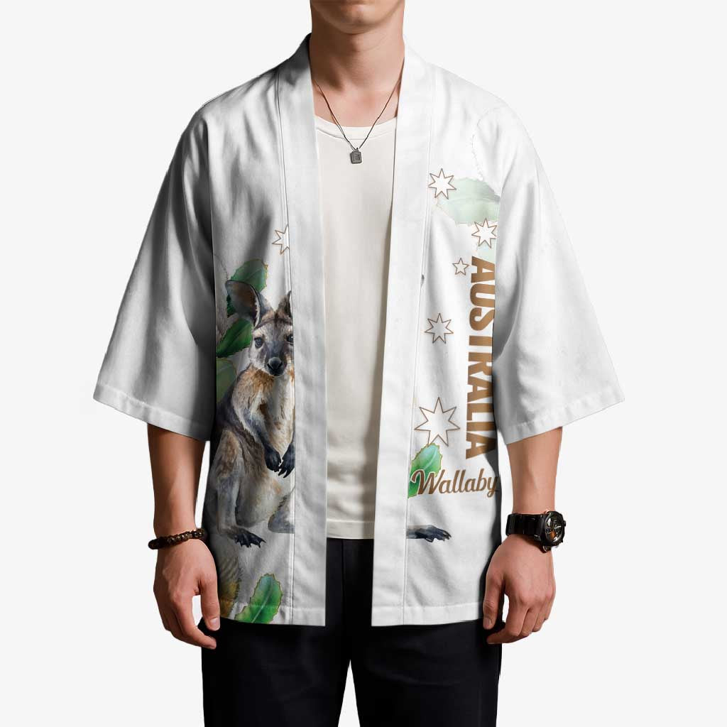 Australia Wallaby Kimono Yellow Banksia Watercolor Style - Aussie Hoodie