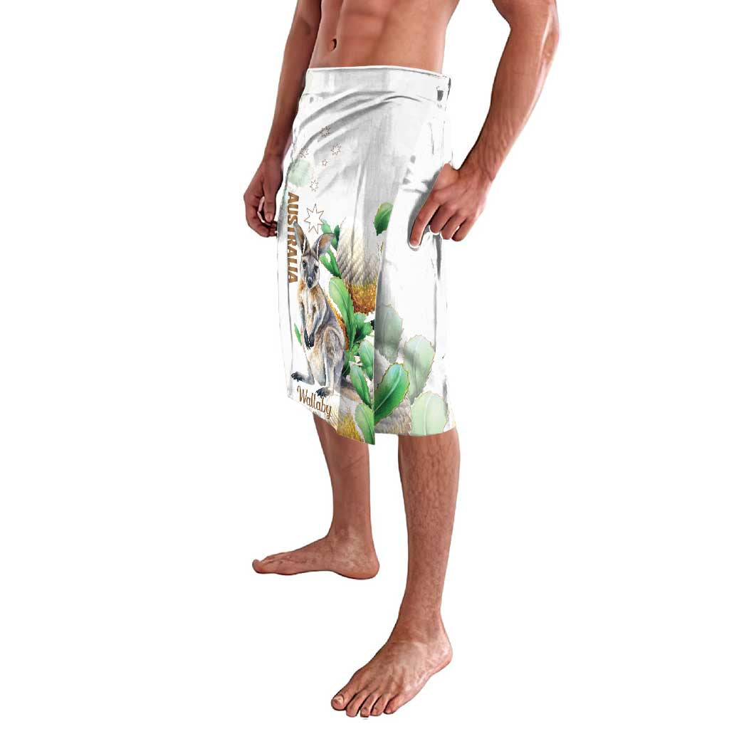 Australia Wallaby Lavalava Yellow Banksia Watercolor Style - Aussie Hoodie