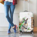 Australia Wallaby Luggage Cover Yellow Banksia Watercolor Style - Aussie Hoodie